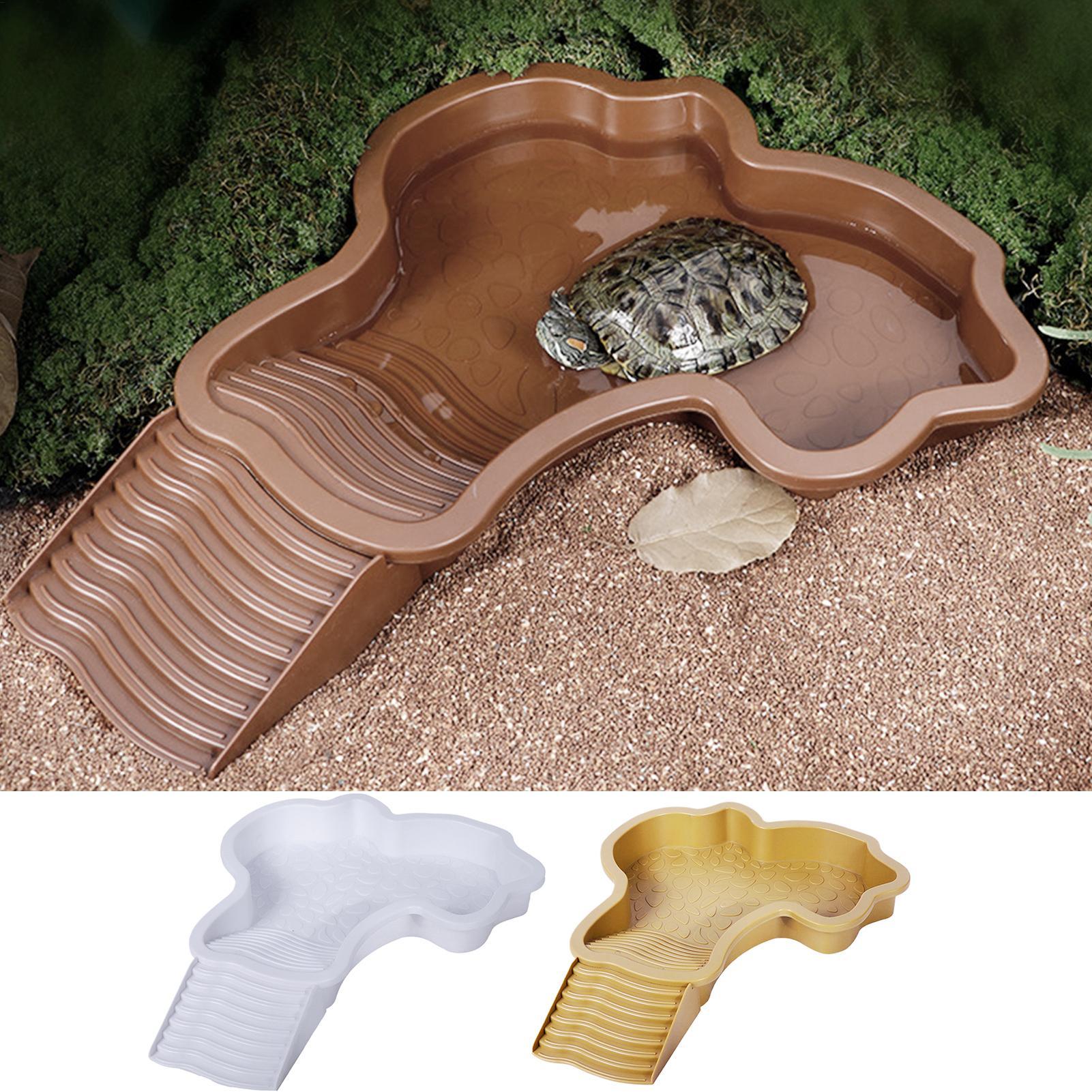 Water Dish Reptile - Reptile Bathing Pool with Ramp Turtle