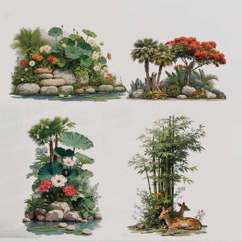 Tropical Plant Flower Tree Wal - Pvc Panel Background review and price